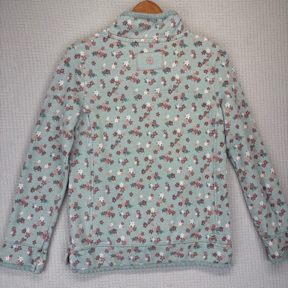Fat Face The Airlie Sweatshirt Jumper 1/4 Zip Floral Print Blue Cotton Pocket 4 - Picture 6 of 9